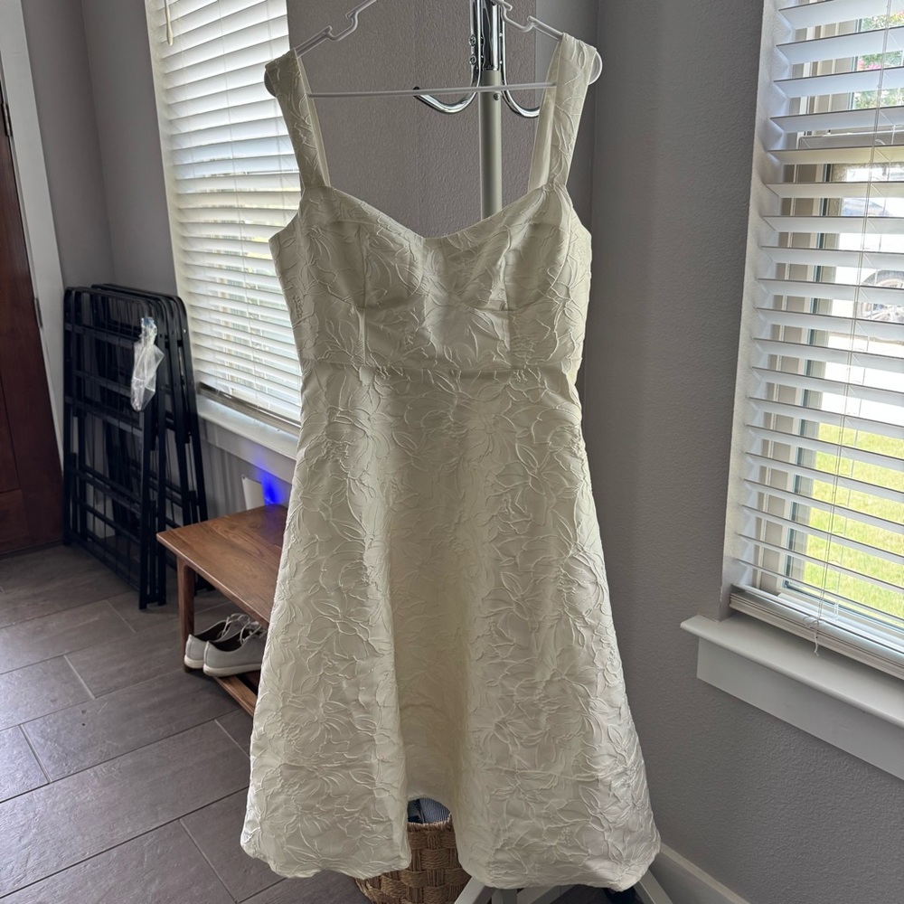 RIHOAS Cream White Jacquard Midi Dress